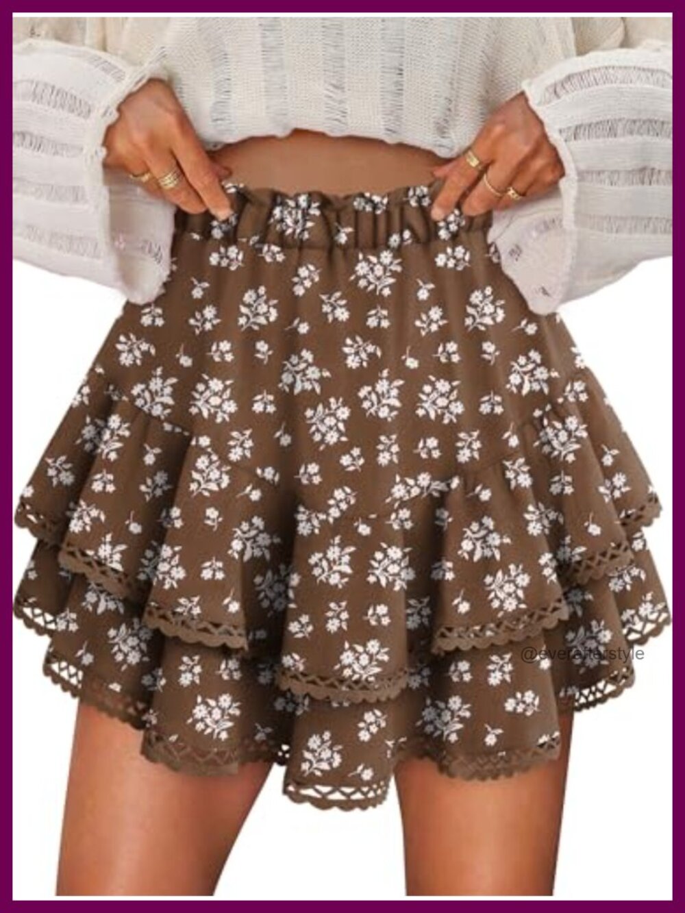 Ruffle Skort Womens High Waist Flowy Lace Hem Shorts Skirt